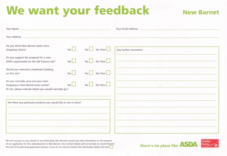 ASDA Exhibition Leaflet 6 June 2008 - Feedback