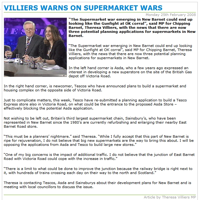 Conservatives Theresa Villiers Article 25 February 2008