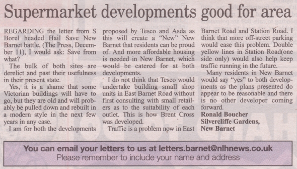 Barnet Press Letter 18th December 2008