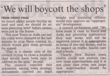 Barnet Times Article 10 April 2008