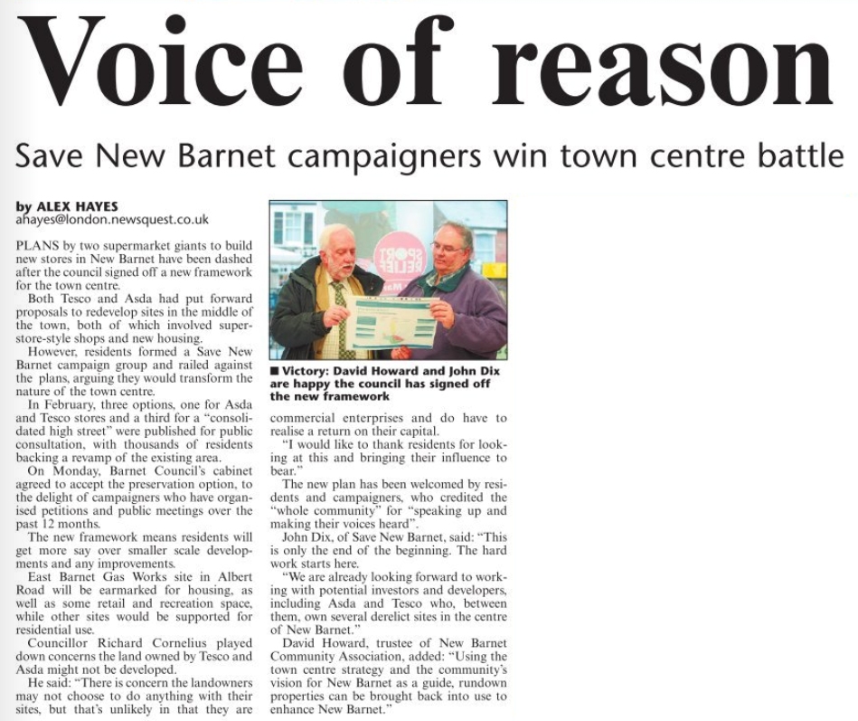 Barnet Times Article 2nd December 2010
